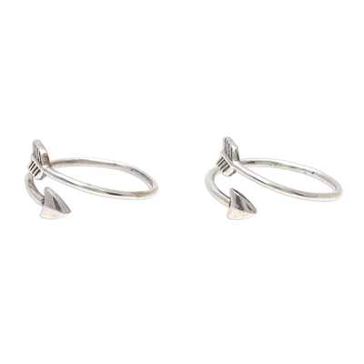 Sterling silver toe rings, 'Arrow Curve' (pair) - Sterling Silver Arrow Toe Rings from India (Pair)