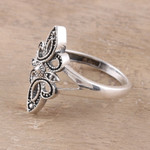 Sterling silver cocktail ring, 'Majestic Loop' - Loop Pattern Sterling Silver Cocktail Ring from India