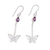 Amethyst dangle earrings, 'Alighting Butterfly' - Amethyst Butterfly Dangle Earrings from India (image 2c) thumbail