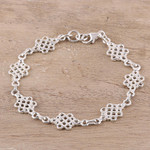 Sterling silver link bracelet, 'Infinity Loops' - Loop Pattern Sterling Silver Link Bracelet from India