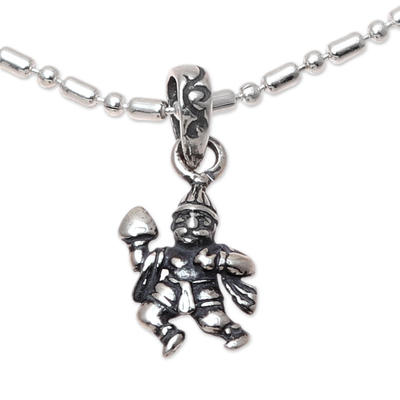 Sterling silver chain bracelet, 'Majestic Bajrangbali' - Hindu-Themed Sterling Silver Chain Bracelet from India