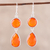 Carnelian dangle earrings, 'Fiery Charm' - 13.5-Carat Carnelian Dangle Earrings from India (image 2) thumbail