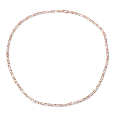 Rose gold plated sterling silver chain necklace, 'Shimmering Flair' (3 mm) - Rose Gold Plated Sterling Silver Chain Necklace (3mm)