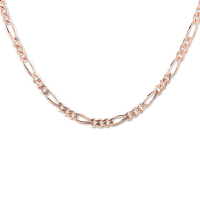 Collar de cadena de plata de ley chapada en oro rosa, (3 mm) - Collar de cadena de plata de primera ley con baño de oro rosa (3mm)
