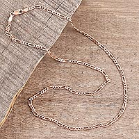 Rose gold plated sterling silver chain necklace, 'Shimmering Flair' (2 mm) - Rose Gold Plated Sterling Silver Chain Necklace (2mm)