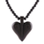 Halskette mit Anhänger aus Ebenholzperlen - Herzförmige Halskette mit Perlenanhänger aus Ebenholz
