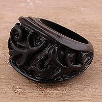 Featured review for Ebony wood band ring, Vine Delight