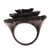 Ebony wood cocktail ring, 'Hand-Carved Flower' - Floral Ebony Wood Cocktail Ring Crafted in India