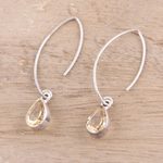 Citrine dangle earrings, 'Golden Luster' - 4-Carat Citrine Dangle Earrings from India