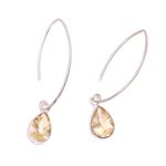 Citrine dangle earrings, 'Golden Luster' - 4-Carat Citrine Dangle Earrings from India