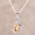 Rhodium plated citrine pendant necklace, 'Glittering Blossom' - Leafy Rhodium Plated Citrine Pendant Necklace from India