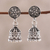 Sterling silver chandelier earrings, 'Jhumki Garden' - Artisan Crafted Sterling Silver Chandelier Earrings (image 2) thumbail