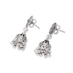 Sterling silver chandelier earrings, 'Jhumki Garden' - Artisan Crafted Sterling Silver Chandelier Earrings