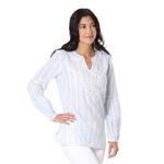 Cotton tunic, 'Cerulean Summer' - Cotton Tunic with Cerulean Stripes from India