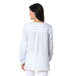 Cotton tunic, 'Cerulean Summer' - Cotton Tunic with Cerulean Stripes from India
