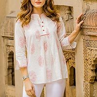 Cotton tunic, 'Cerise Elegance'