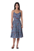 Cotton sundress, 'Garden Bliss' - Floral Printed Cotton Sundress in Cerulean from India (image 2a) thumbail