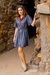 Cotton tunic-style dress, 'Garden Bliss' - Floral Printed Cotton Tunic-Style Dress in Cerulean thumbail