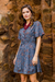 Cotton tunic-style dress, 'Garden Bliss' - Floral Printed Cotton Tunic-Style Dress in Cerulean (image 2b) thumbail