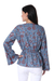 Cotton jacket, 'Garden Bliss' - Floral Printed Cotton Jacket in Cerulean from India (image 2d) thumbail