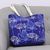 Cotton tote, 'Lapis Garden' - Embroidered Floral Cotton Tote in Lapis from India thumbail