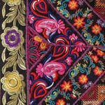 Recycled cotton blend patchwork wall hanging, 'Floral Window' - Floral Geometric Recycled Cotton Blend Wall Hanging