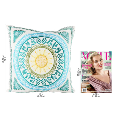 Cotton cushion covers, 'Bada Bazaar' (pair) - Embroidered Cotton Cushion Covers from India (Pair)