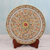 Marble plate, 'Golden Exotica' - Hand Painted Marble Display Plate and Stand with 22k Gold thumbail