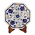 Placa decorativa con incrustaciones de mármol - Plato decorativo con incrustaciones de mármol y motivos florales de la India