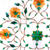 Placa decorativa con incrustaciones de mármol - Placa decorativa con incrustaciones de mármol floral naranja y verde
