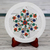 Marble inlay decorative plate, 'Cool Ivy' - Star Pattern Marble Inlay Decorative Plate from India