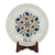 Marble inlay decorative plate and stand, 'Floral Waltz' - Handcrafted Marble Inlay Decorative Plate from India