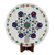 Marble inlay decorative plate, 'Floral Muse' - Jali Motif Marble Inlay Decorative Plate Crafted in India