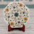 Plato decorativo con incrustaciones de mármol, 'Summer Bloom' - Plato decorativo con incrustaciones de mármol y motivos florales de la India