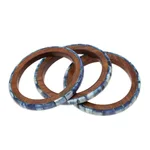 Bone and mango wood  bangles, 'Blue Saga' (set of 3) - Blue Bone and Mango Wood Bangle Bracelets (Set of 3)