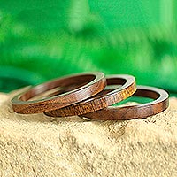 Mango wood bangle bracelets, Fashionable Trio (set of 3)