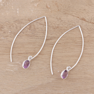 Amethyst dangle earrings, 'Stylish Lilac' - Faceted Amethyst Dangle Earrings from India