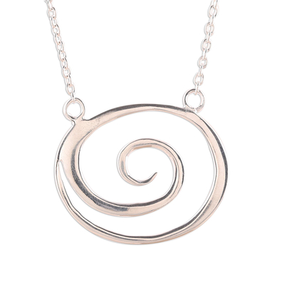 Sterling silver pendant necklace, 'Swirl Delight' - Swirl-Shaped Sterling Silver Pendant Necklace