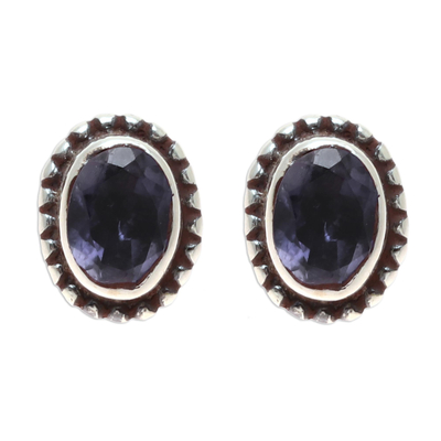 Iolite stud earrings, 'Magical Gems' - Iolite Stud Earrings Crafted in India