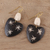 Bone dangle earrings, 'Starry Hearts' - Heart-Shaped Bone Dangle Earrings from India (image 2b) thumbail