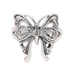 Sterling silver band ring, 'Butterfly Companion' - Butterfly Sterling Silver Band Ring from India