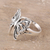 Sterling silver band ring, 'Butterfly Companion' - Butterfly Sterling Silver Band Ring from India (image 2b) thumbail