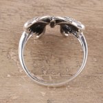 Sterling silver band ring, 'Butterfly Companion' - Butterfly Sterling Silver Band Ring from India