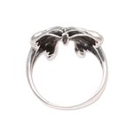 Sterling silver band ring, 'Butterfly Companion' - Butterfly Sterling Silver Band Ring from India