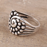 Sterling silver band ring, 'Modern Swirl' - Swirl Pattern Sterling Silver Band Ring from India