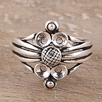 Sterling silver band ring, 'Wonderful Loops' - Loop Pattern Sterling Silver Band Ring Crafted in India