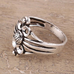 Sterling silver band ring, 'Wonderful Loops' - Loop Pattern Sterling Silver Band Ring Crafted in India