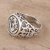 Sterling silver signet ring, 'Om Classic' - Om Pattern Sterling Silver Signet Ring from India (image 2b) thumbail