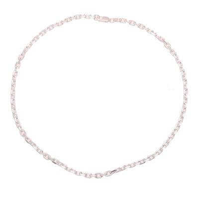 Sterling silver chain necklace, 'Bold Sheen' - Sterling Silver Cable Chain Necklace from India