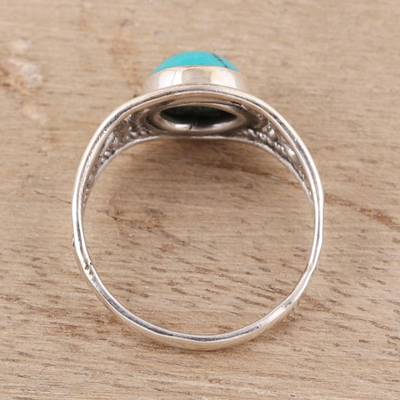 Sterling silver and reconstituted turquoise cocktail ring, 'Turquoise Charm' - Sterling Silver and Reconstituted Turquoise Cocktail Ring